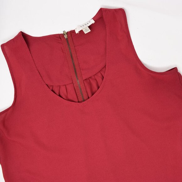 Kenar Tank Top Women Medium Cranberry Red Back Zipper Casual Layering Semi-Sheer - Picture 6 of 7